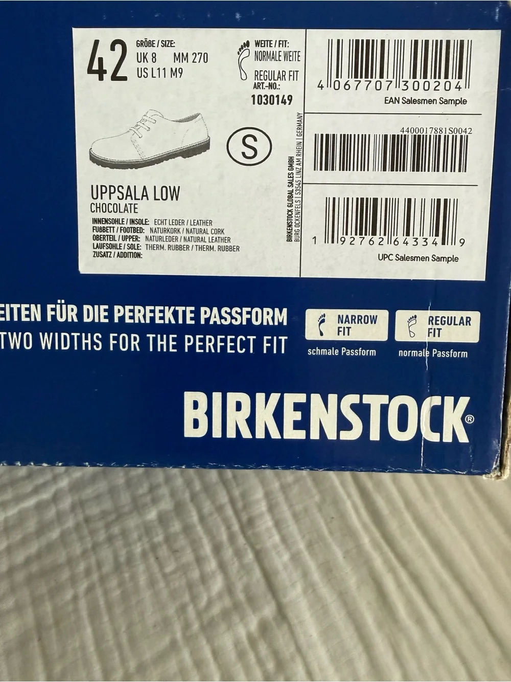 NWT Birkenstock Uppsala Low Leather Shoe Size 42 Regular/Wide